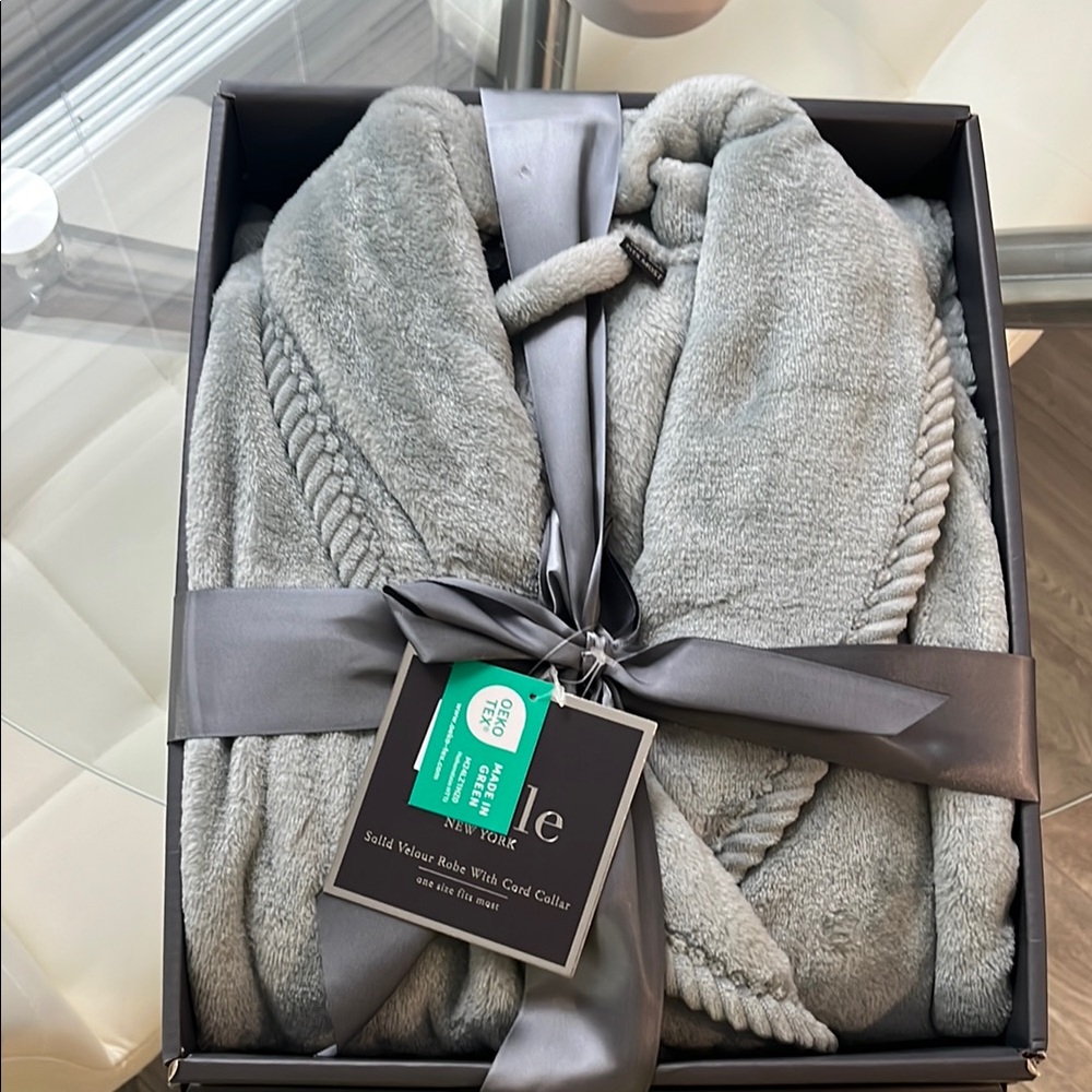 Gray Cable Knit Robe